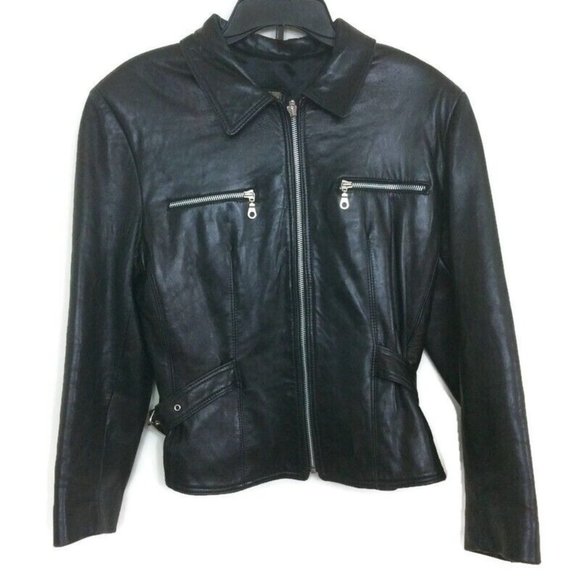Laurence Roy Jackets & Blazers - Vintage Laurence Roy Women 100% Lambskin Soft Leather Moto Jacket Small Petite